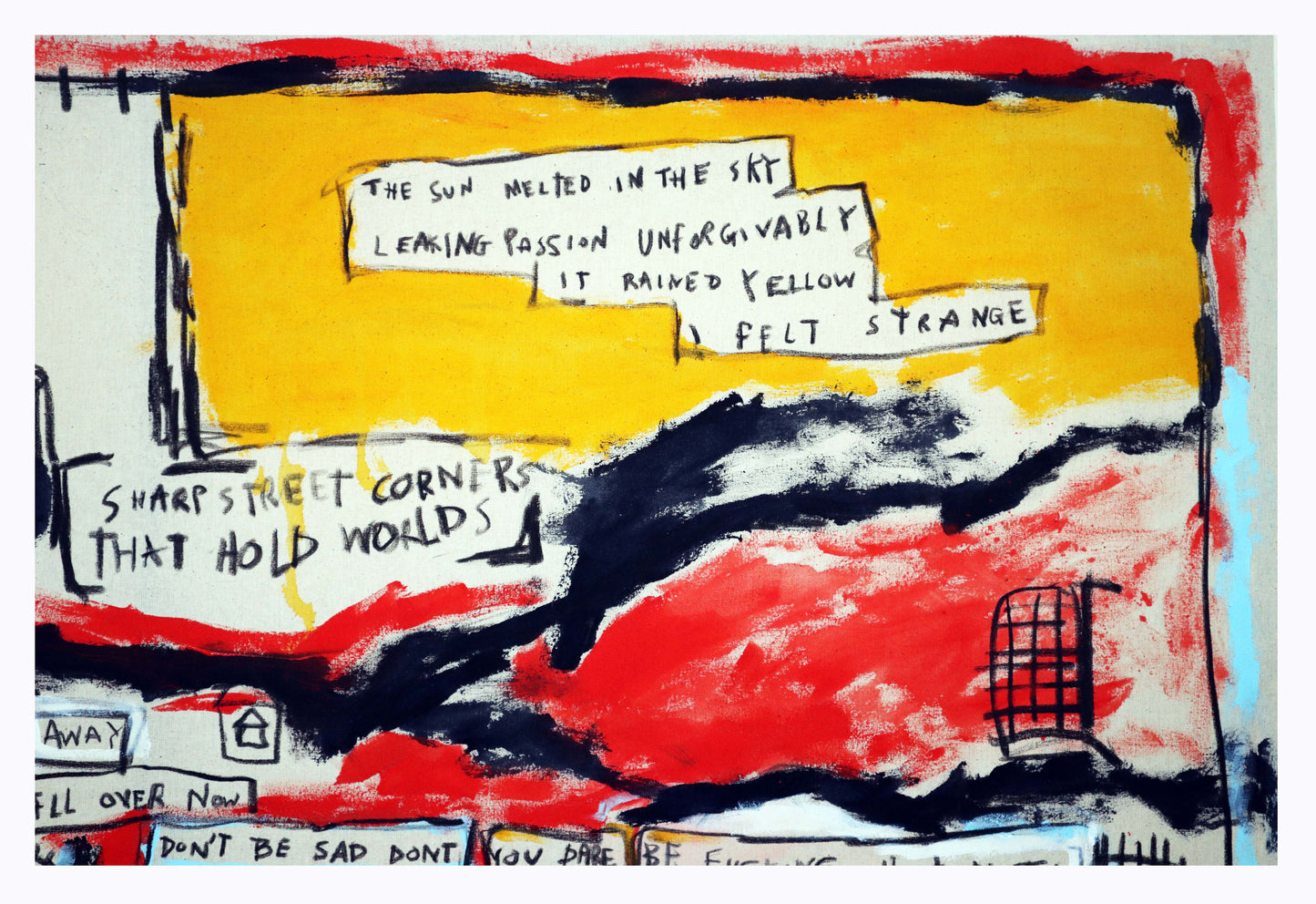 Original abstract painting “I Felt Strange” by Zoe Palmer – contemporary text based expressionist artwork