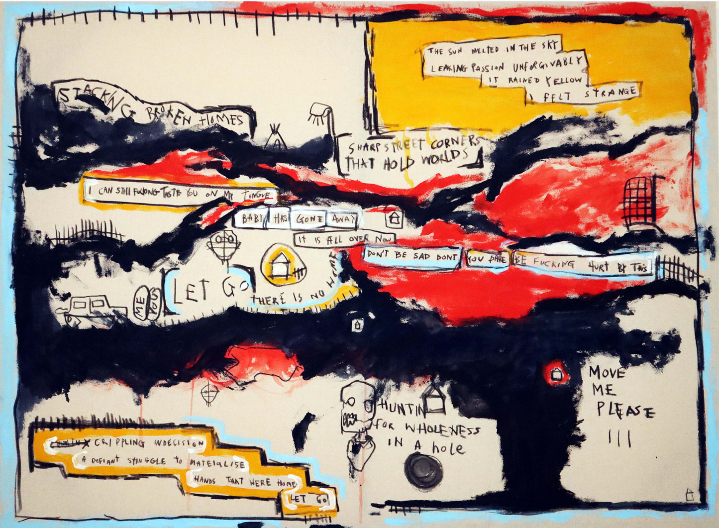 Original abstract painting “I Felt Strange” by Zoe Palmer – contemporary text based expressionist artwork